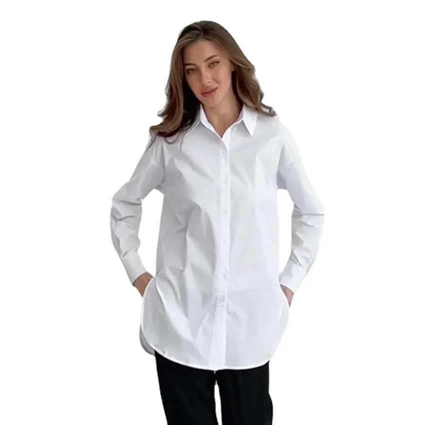 

Spring New Casual Loose White Shirt Commuter Cardigan Jacket Women Inner Underneath Long Sleeves Womens Tops