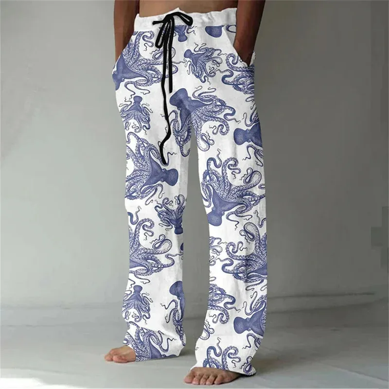 

Comfortable Casual Pants With Personalized Colorful Octopus Pattern printing, Fashionable And Simple men's Straight Leg Pants