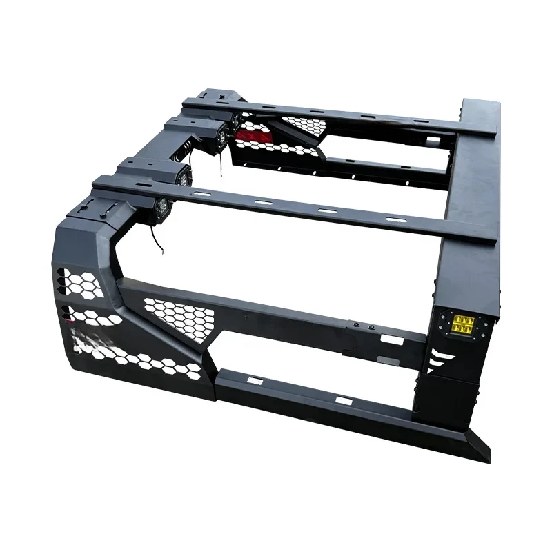

Adjustable frame roll cage F70 pickup truck bed extension rack
