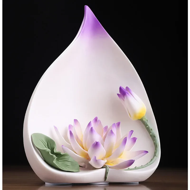 Chinese Style Craft Ornaments Entrance Buddha Platform Incense Stand Ceramic Room Fragrance, Simulated Lotus, Aromatherapy Stove