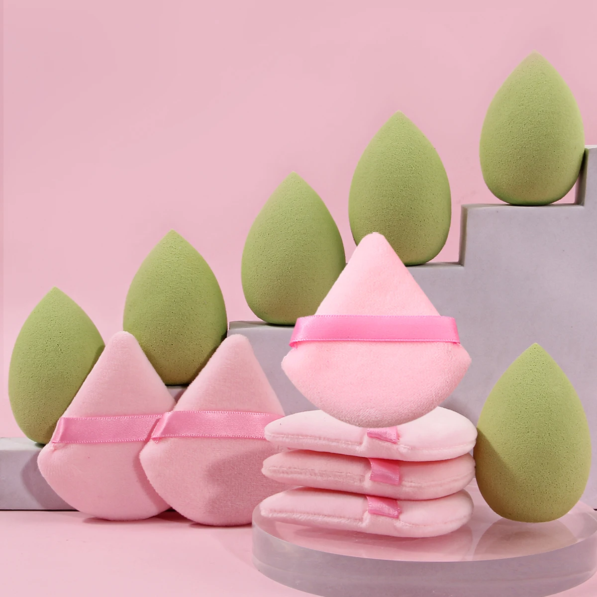 乾湿両用の超ソフトメイクアップスポンジ12個セット、パウダーが付着しない顔用の特別なメイクアップツールです。