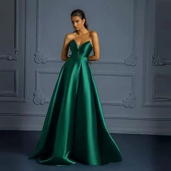 فساتين سهرة ربيعية مخصصة ساحرة سبليت على شكل قلب للنساء فستان سهرة للحفلات لون أخضر CH006