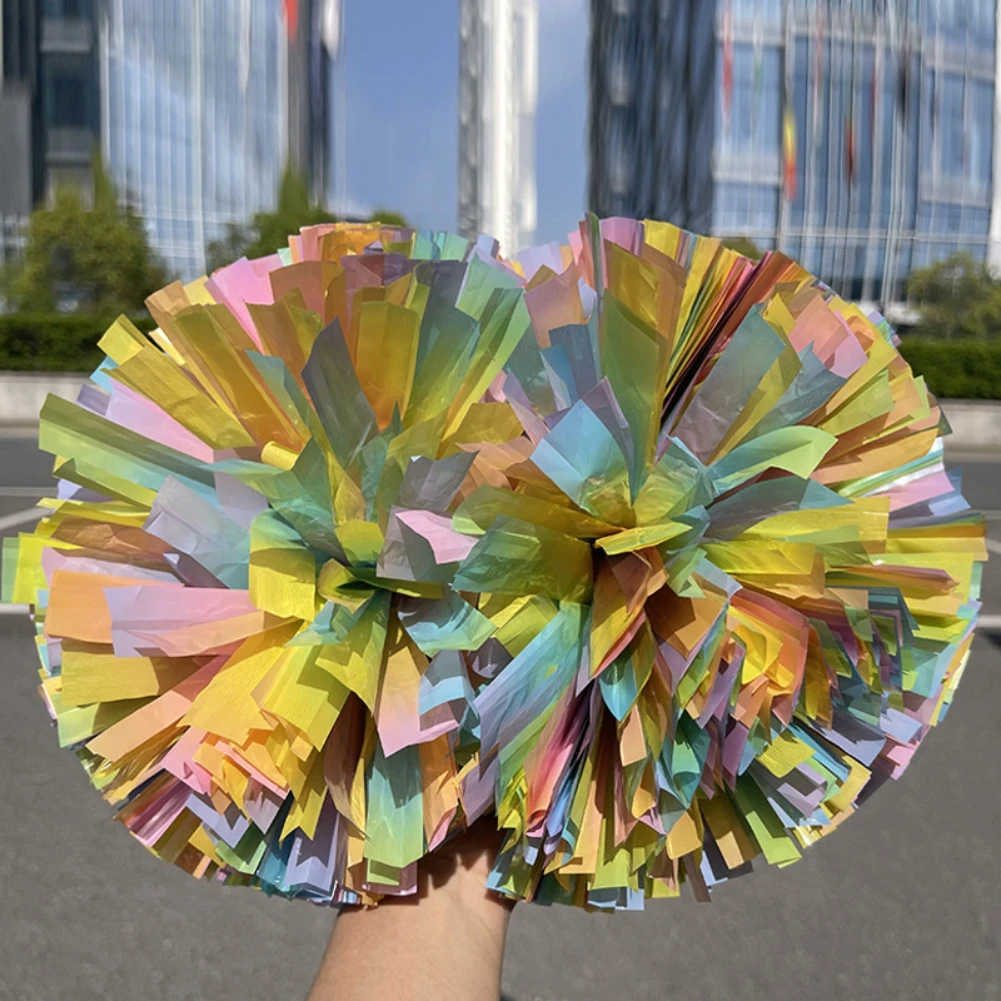 1PC Plastic Handle Metallic Streamer Pompoms Cheerleading Cheering Pom Pom Ball Cheering Dance Decorator Club Sport Supply