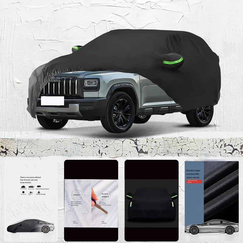 

For Haval raptor fit Outdoor Protection Full Car Covers Snow Cover Sunshade Waterproof Dustproof Exterior Car cover Black