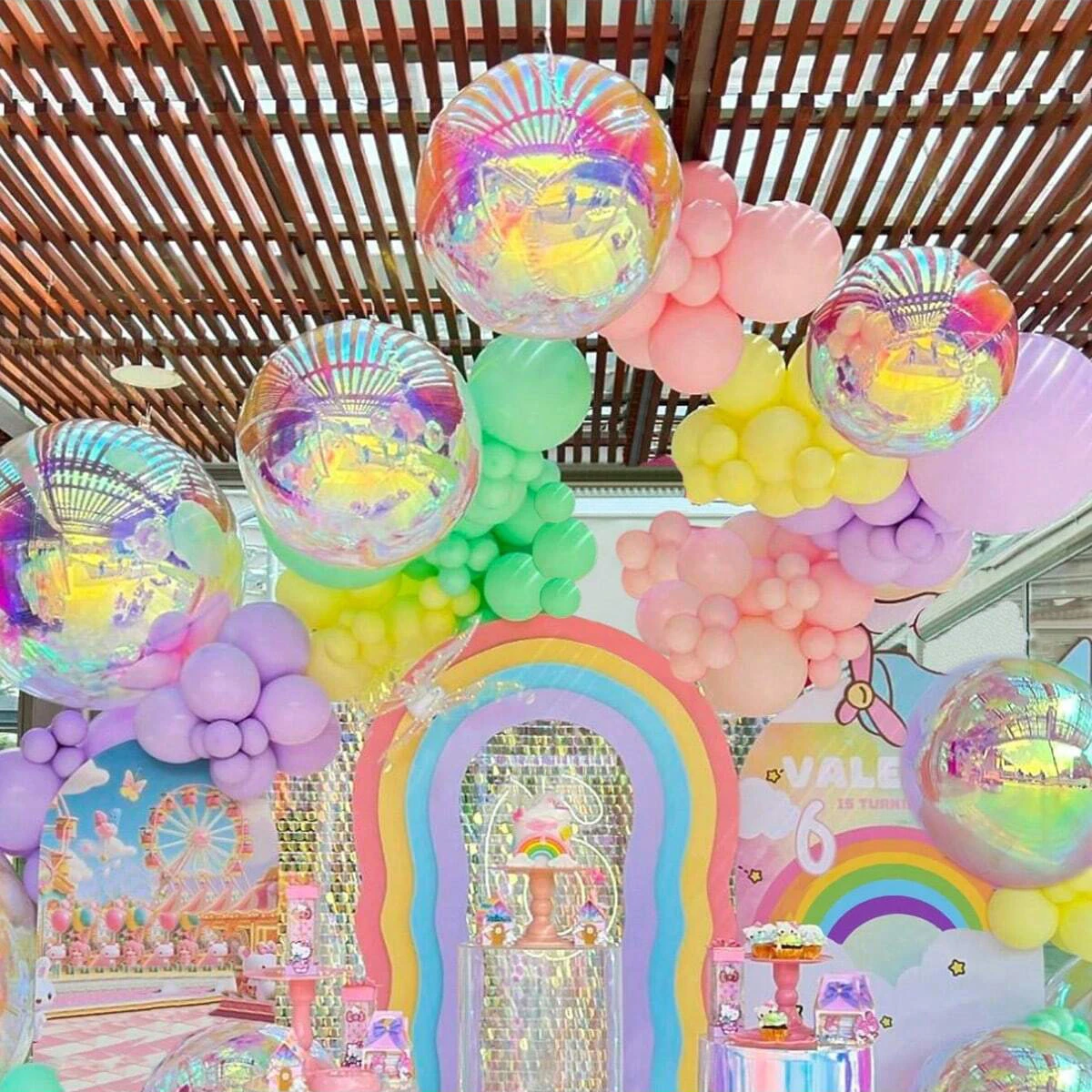 10in/22in/32in Regenbogen Bunte 4D Holographische Ballon 4D Aluminium Folie Ballon Meerjungfrau Regenbogen Party funkelnde Party Dekoration – Detail 4