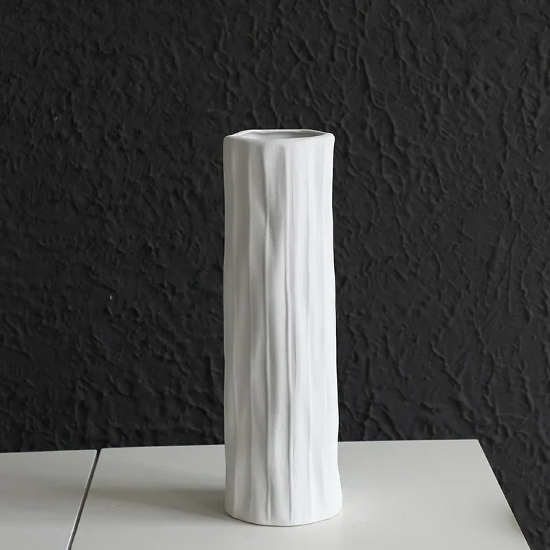 White Ceramic Vase Hydroponic Ikebana Planter Vertical Flower Vase Minimalist Table Centerpiece