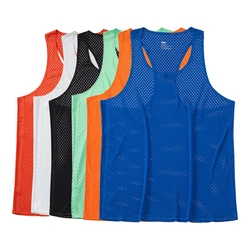 Novo verão correndo colete masculino malha de secagem rápida halterofilismo sem mangas tanque camisa de fitness singlets casual tripulação pescoço topos