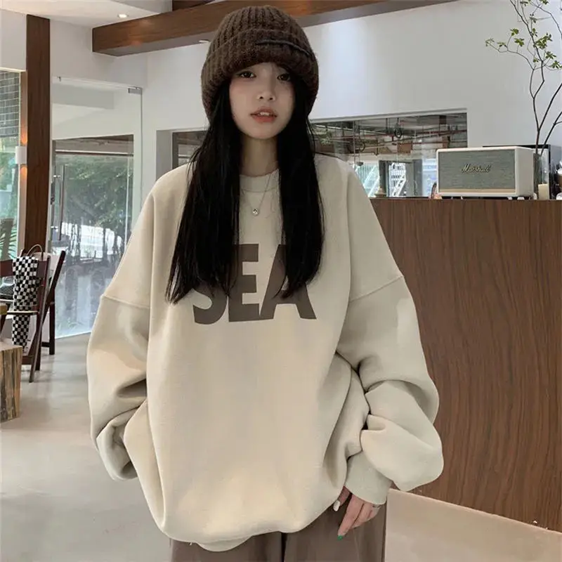 Casual Commuting No Pilling Fashionable Women's Hoodie Spring Autumn New Lazy Style Loose Versatile Long Sleeved Top for Women