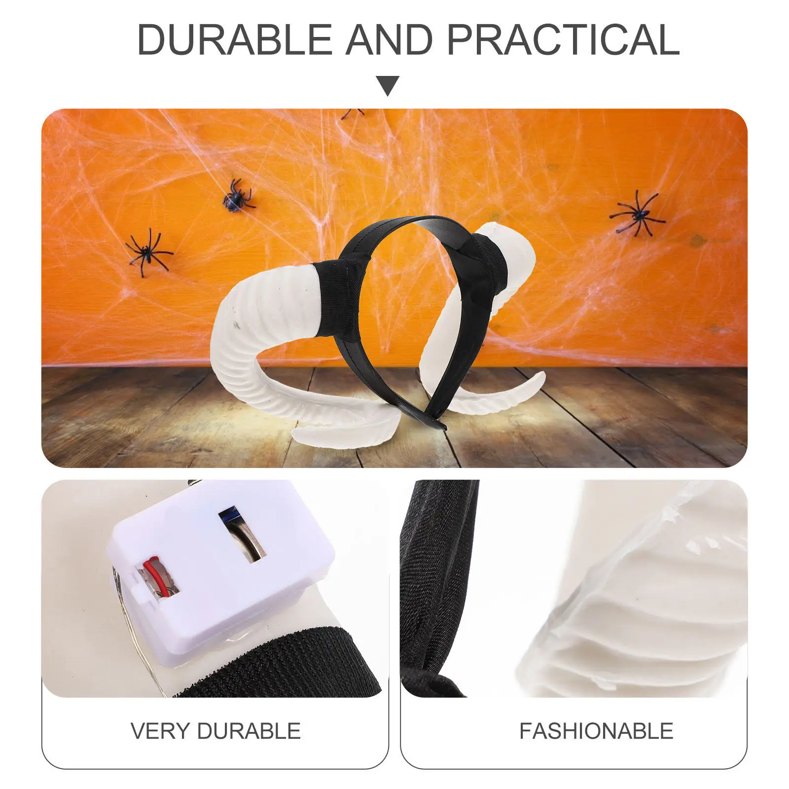 1Pcs Glowing Sheep Horn Headband Halloween Party Hairband White Ghost Festival Decoration Fun Creative Headdress Unique Gift