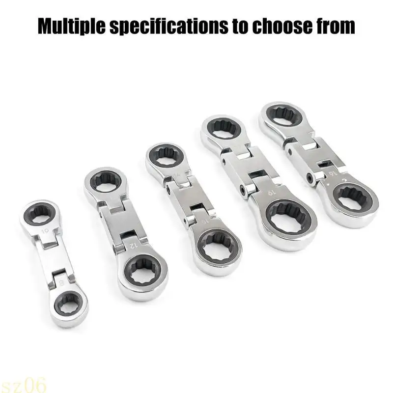 

5Pcs Flexible Head Ratcheting Wrench Set Ratchet Combination Wrenches Gears Spanner Set Car Key Wrench Repair Tool Set