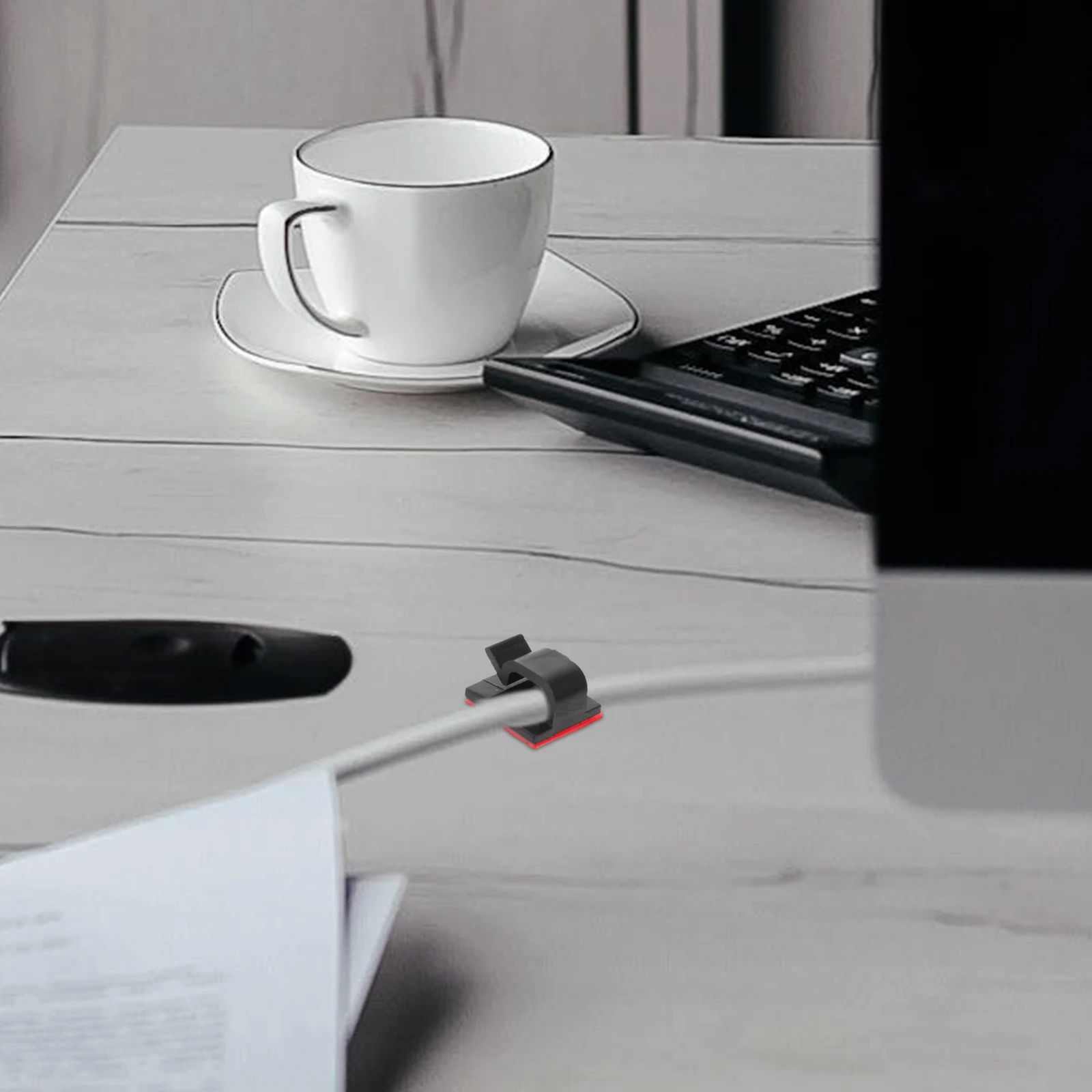 

100 шт., аккуратный клейкий провод, черный маленький квадратный настольный органайзер для видеорегистратора, пластиковые зажимы, крепежное устройство