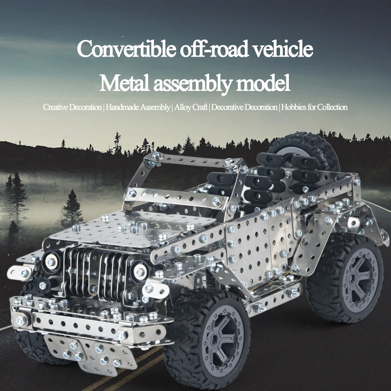 3D Metal Building Blocks Adult High Difficulty Assembly Model Off Road Vehicle Jeep Car Toy Education Birthday Gift