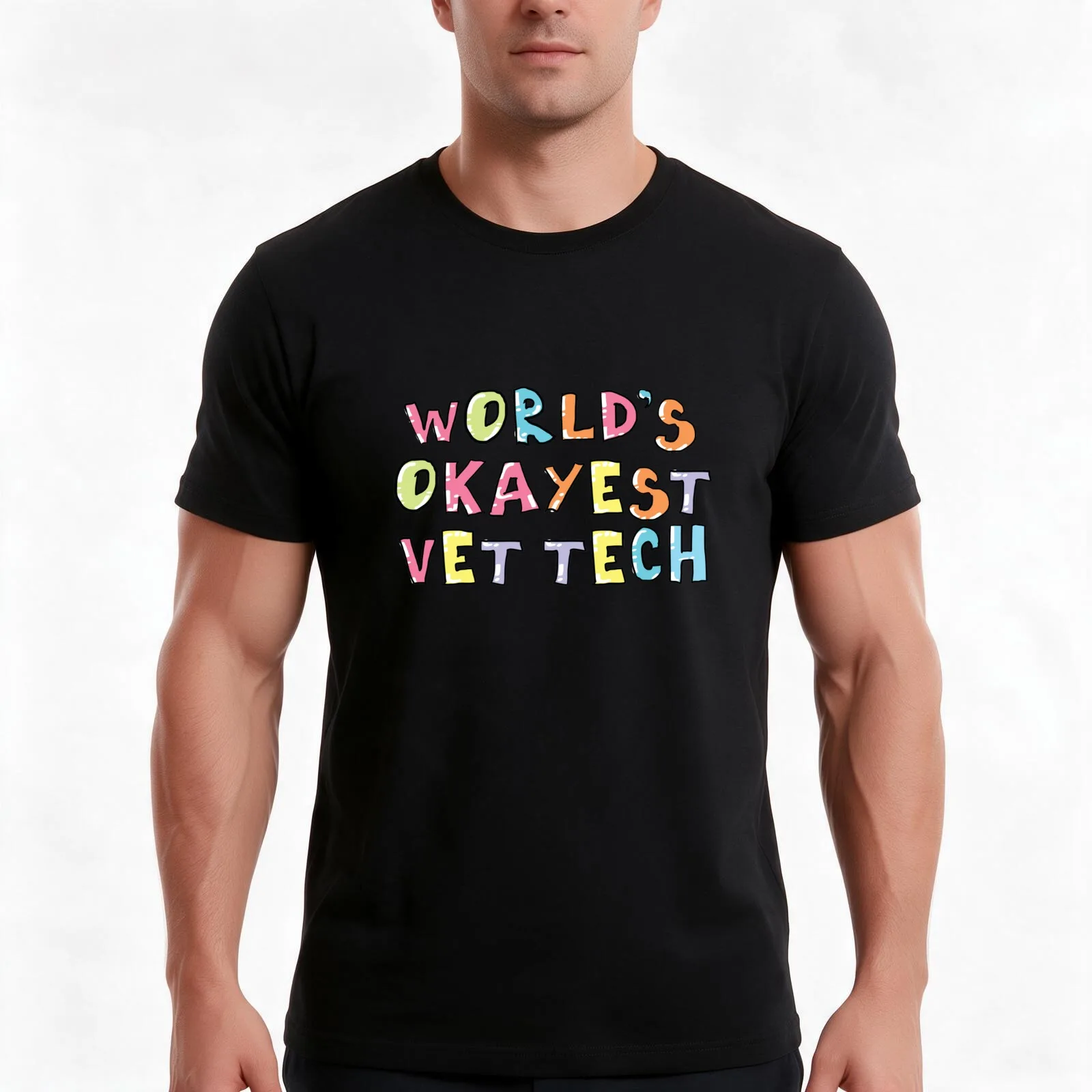 World's Okayest Vet Tech Gift Idea T-Shirt Summer Casual Cotton Tee Oversized Streetwear Tops Vintage Graphic Print