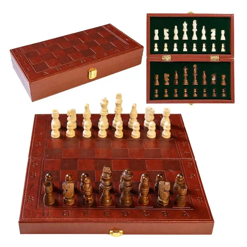 

Portable Folding Chess Set Travel Chess Game Magnetic Chess Pieces Portable Strategy Board Game For Camping Kids Adults Indoor