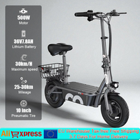 Iscooter F2 Electric Scooter 500W Foldable Scooter 7.8Ah Electric Kick Scooter 30Km Range 30Km/H E-Scooter with Basket 2025