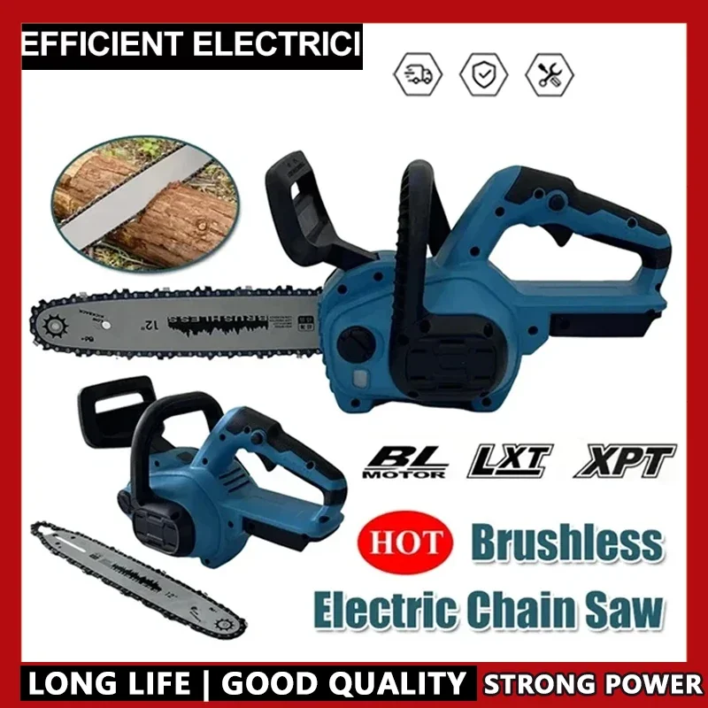 Fit Makita-Compatible Brushless Lithium Battery Electric Chain Saw Cordless Wireless Chainsaw Wood Cutter Machine for Home Use
