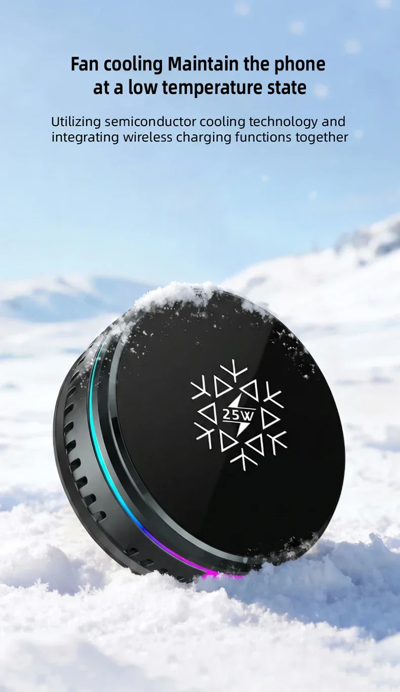 2-in-1 Split 25W Magnetisches Kabelloses Ladegerät mit Halbleiter-ICE-Kühlung und RGB-Halterung für Magsafe iPhone 17 Pro Max – Schnelles Laden – Detail 10