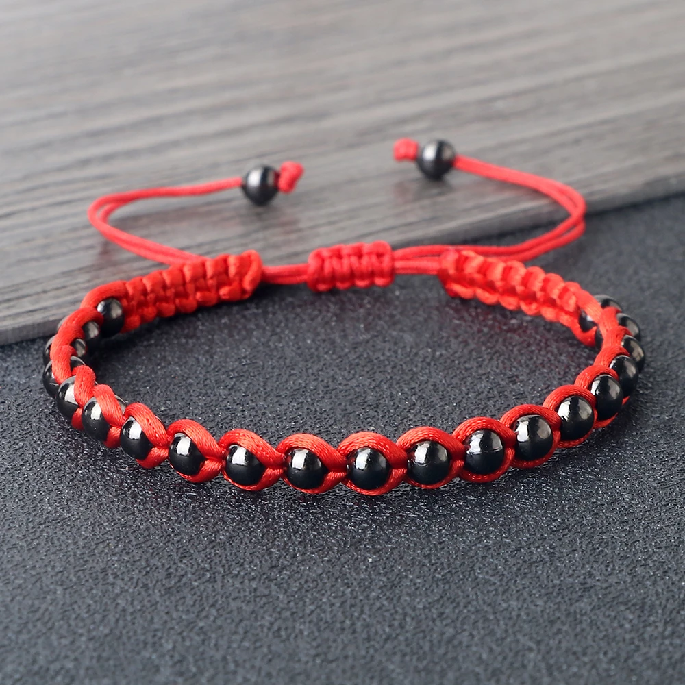 Lucky Red Rope Braided Bracelets Gold Silver Color 5mm Copper Beads Bangles Unisex Handmade Adjustable Wristbands Vintage Gifts