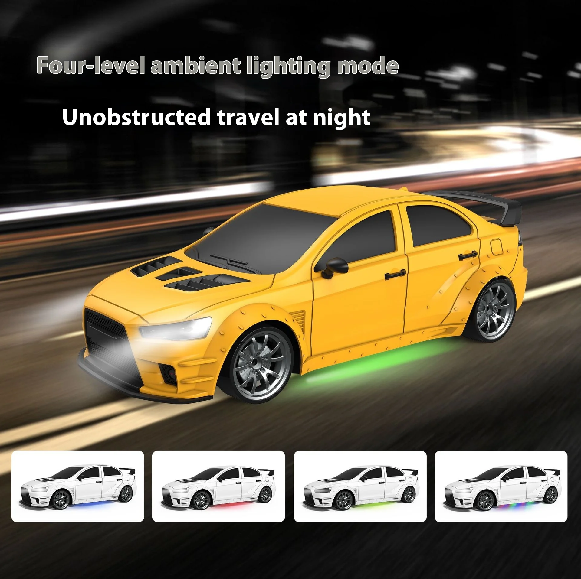 RC1 ad alta velocità: auto da deriva telecomandata a quattro ruote motrici con luci a LED giocattolo modello da corsa con frequenza 2.4G per bambini