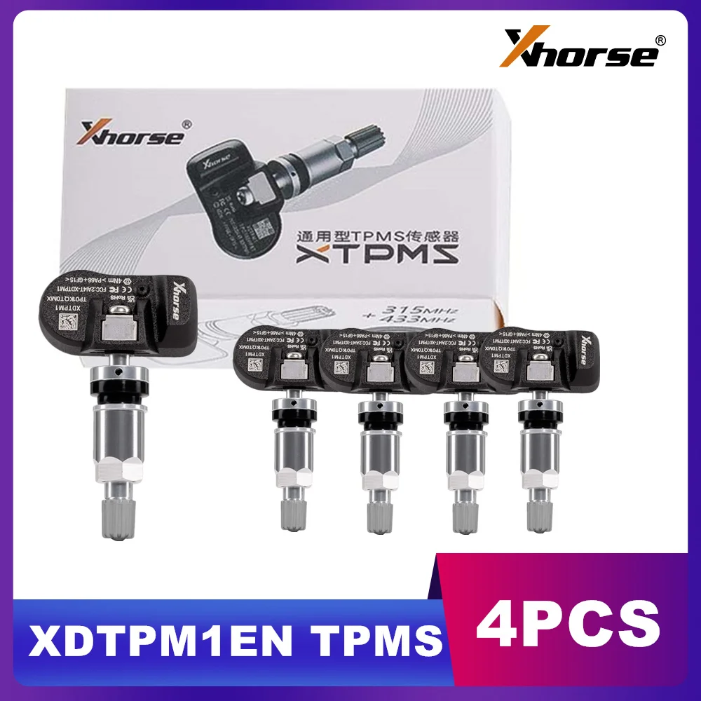 

4PCS Xhorse XDTPM1EN TPMS Sensor Universal Programmable XTPMS Sensor Support 315/433Mhz Work with Key Tool Max Pro/Key Tool MIDI