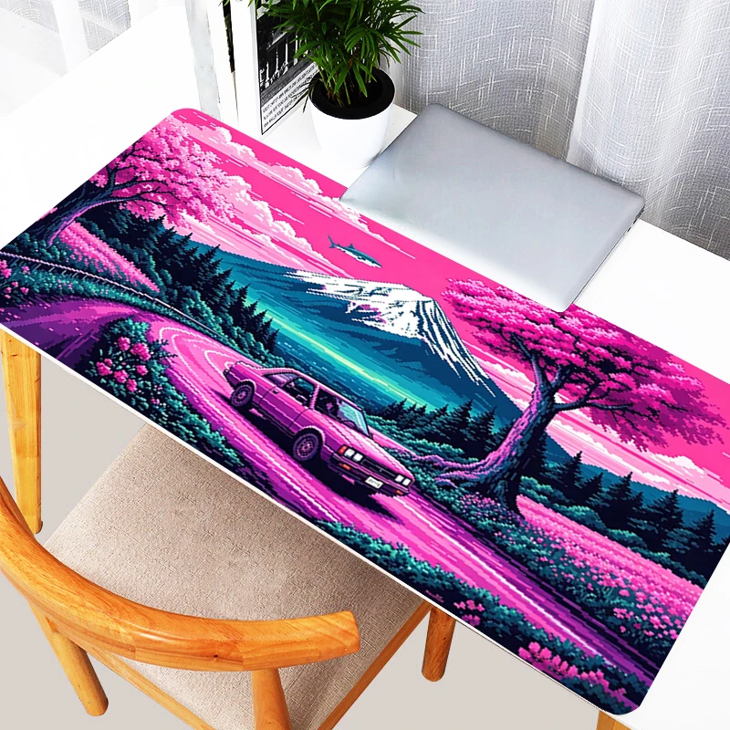 Big Mouse Pad Neon aesthetic desktop mat Game Keyboard Pad Anime Gaming Accessories Extended Mat Table Retro Sports Car Mousepad