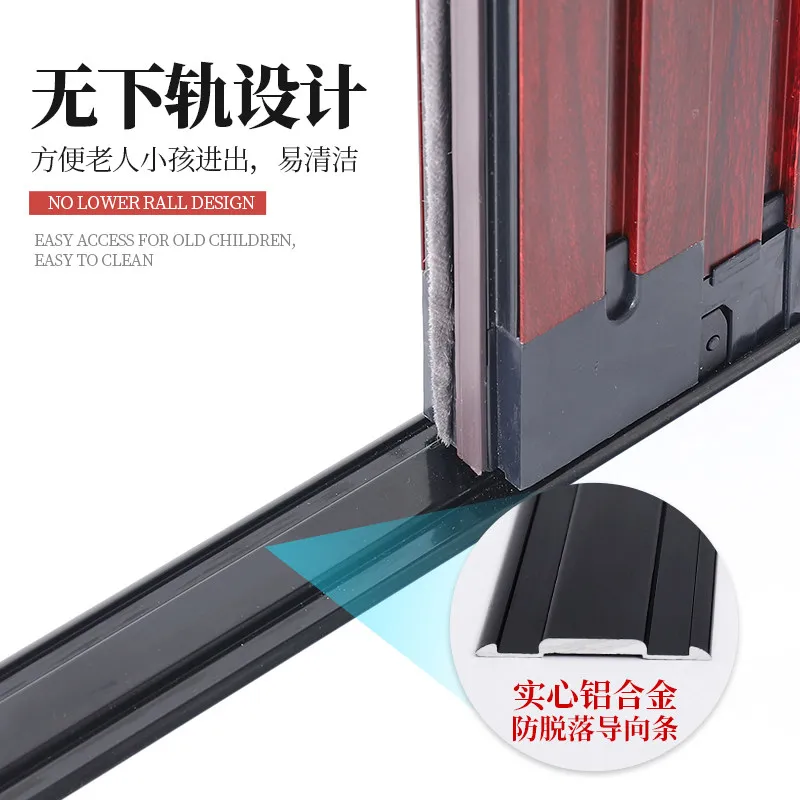 Trackless folding organ screen door custom aluminum alloy invisible push-pull mosquito-proof removable and washable sand door