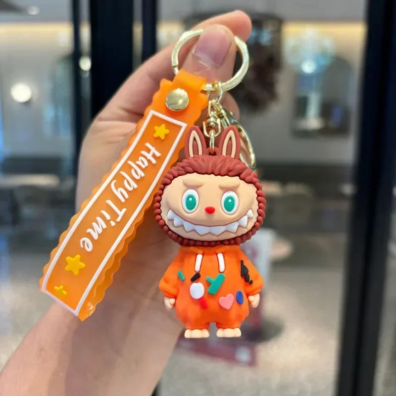 

MINISO Anime Kawaii Fashion Labubu Keychain Doll Pendant Cute Cartoon Children Ins Bag Decoration Lovely Gifts for Kids