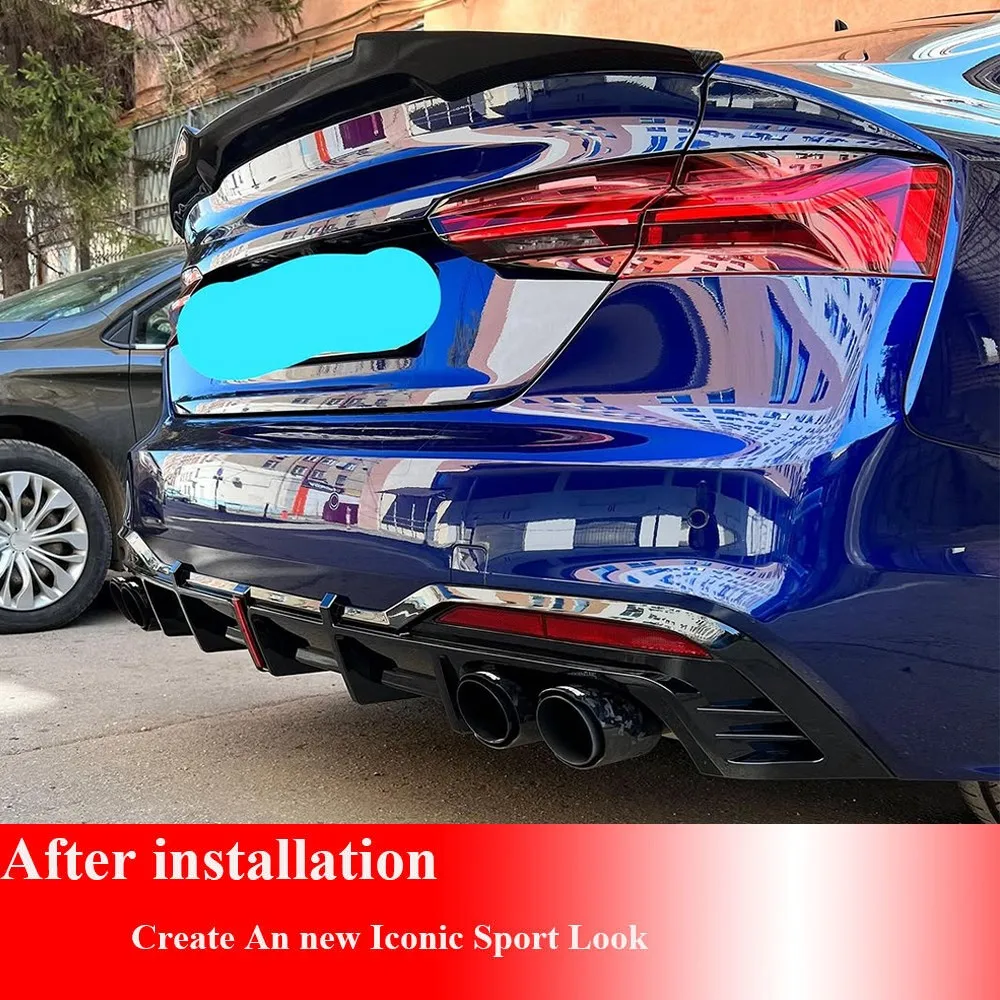 For Audi A5 B9 SLINE S5 RS5 4Door 2017UP Gloss Black Rear Trunk Lip Spoiler Wing Car Accessories - view 4