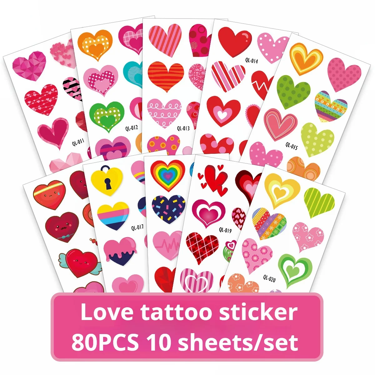 Selling New Children\'s Color Love Heart Tattoo Sticker Valentine\'s Day Mother\'s Day Face Sticker Heart Tattoo Sticker