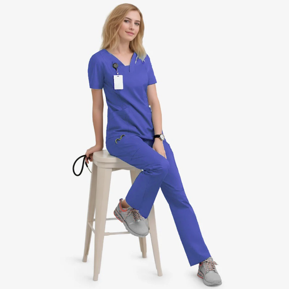 Operating Room Short-sleeved V-neck Nurse Suit Set Stretch Quick-drying Hand Wash Surgical Isolation Suit Doctor's Uniform