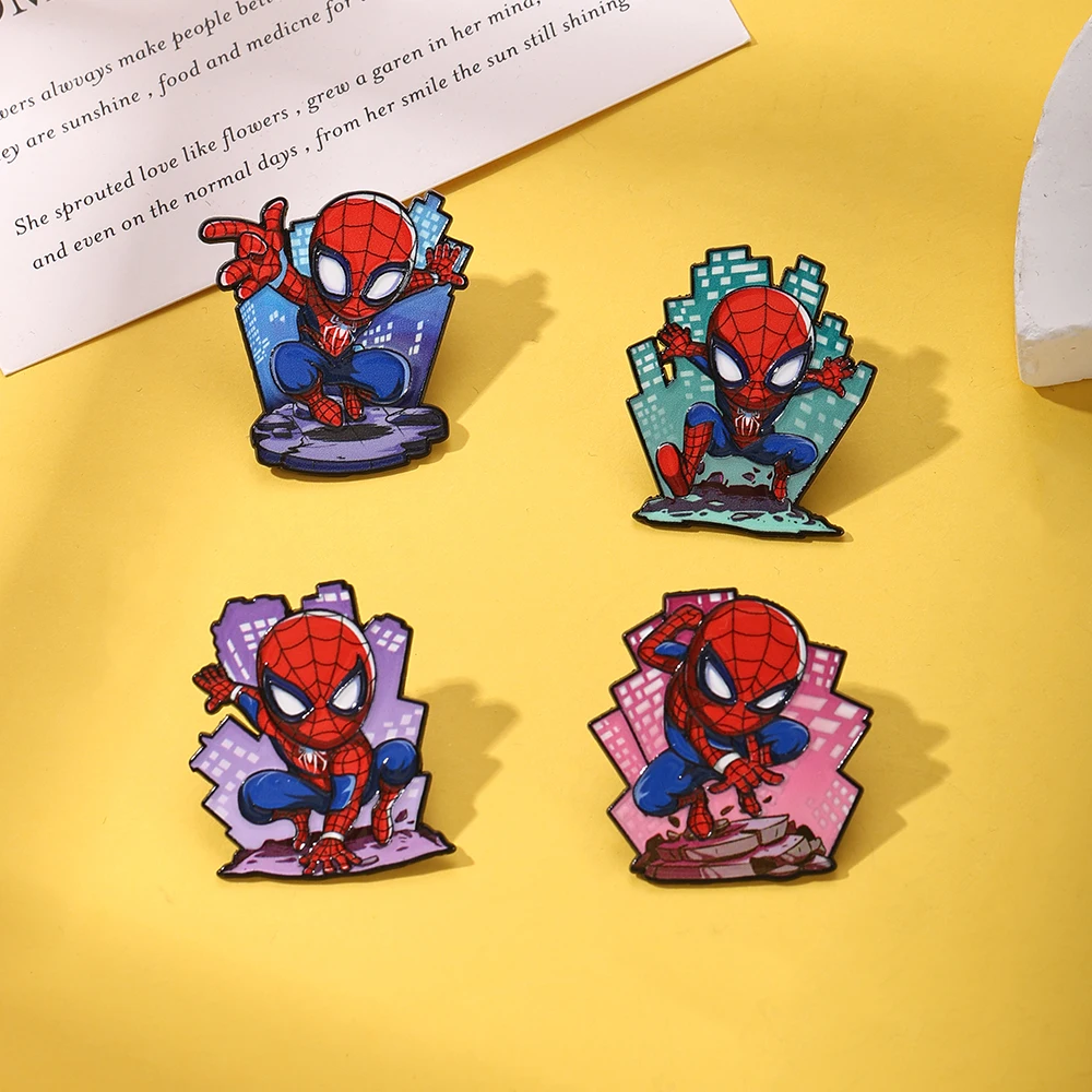 4Pcs Anime Cute Character Brooch Individuality Enamel Pin Backpack Clothing Jewelry Metal Badge Accessories Gift image 2