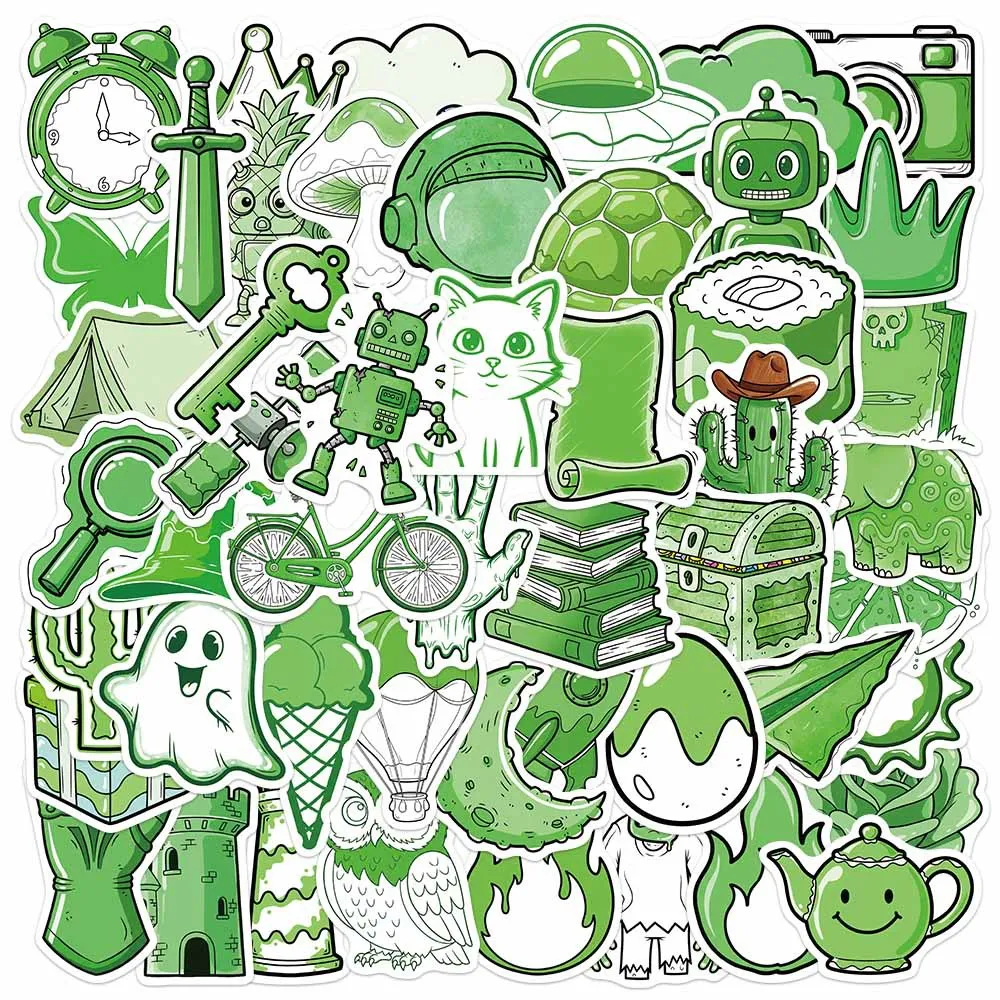 

50PCS Korean INS Style Stickers Green Item Decals For Phone Laptop Suitcase Notebook Skateboard Waterproof Stickers