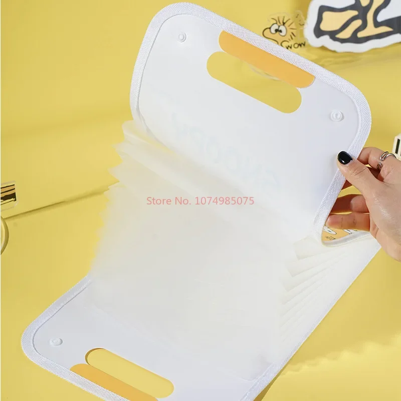 4pcs Snoopy Vertical File Bag Paper Storage Bag Portable Large-capacity A4 Waterproof Storage Supplies Student Stationery
