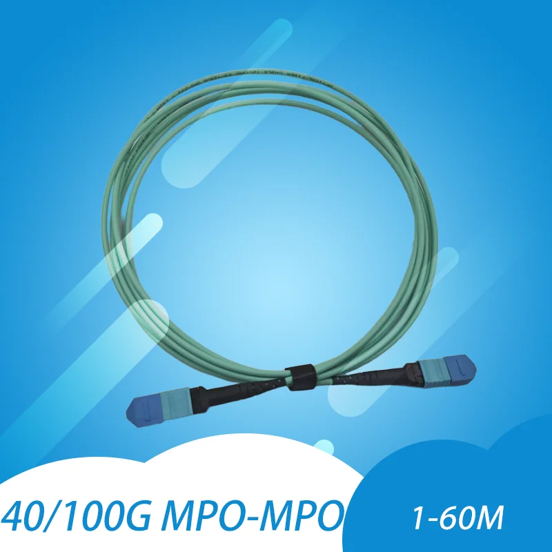 MPO Cable 12 Fiber Female to Female MPO-MPO Multi-Mode Type B OM3 Fiber Optical Patch Cord
