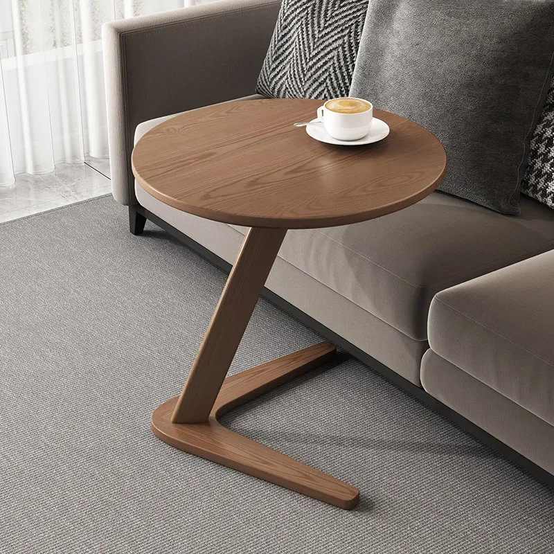 Oak Triangle Support Side Table  Heavy-Duty C-Shaped Sofa Table  Trending Balcony Coffee Table  Bedroom Nightstand
