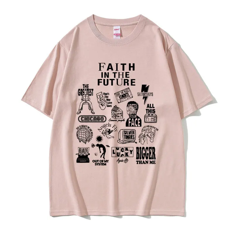 Limited Edition Faith in The Future Concert Print Tshirt Male Black Tshirt Men's Oversized T Shirts Men Hip Hop Fashion T-shirts