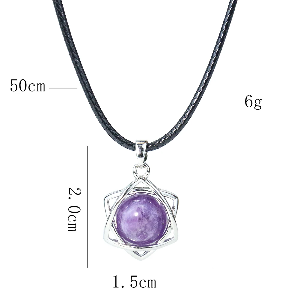 Star of David Amethyst Pendant Necklace Natural Quartz Crystal Stone Energy Healing Amulet Choker Charm Jewelry for Women Men