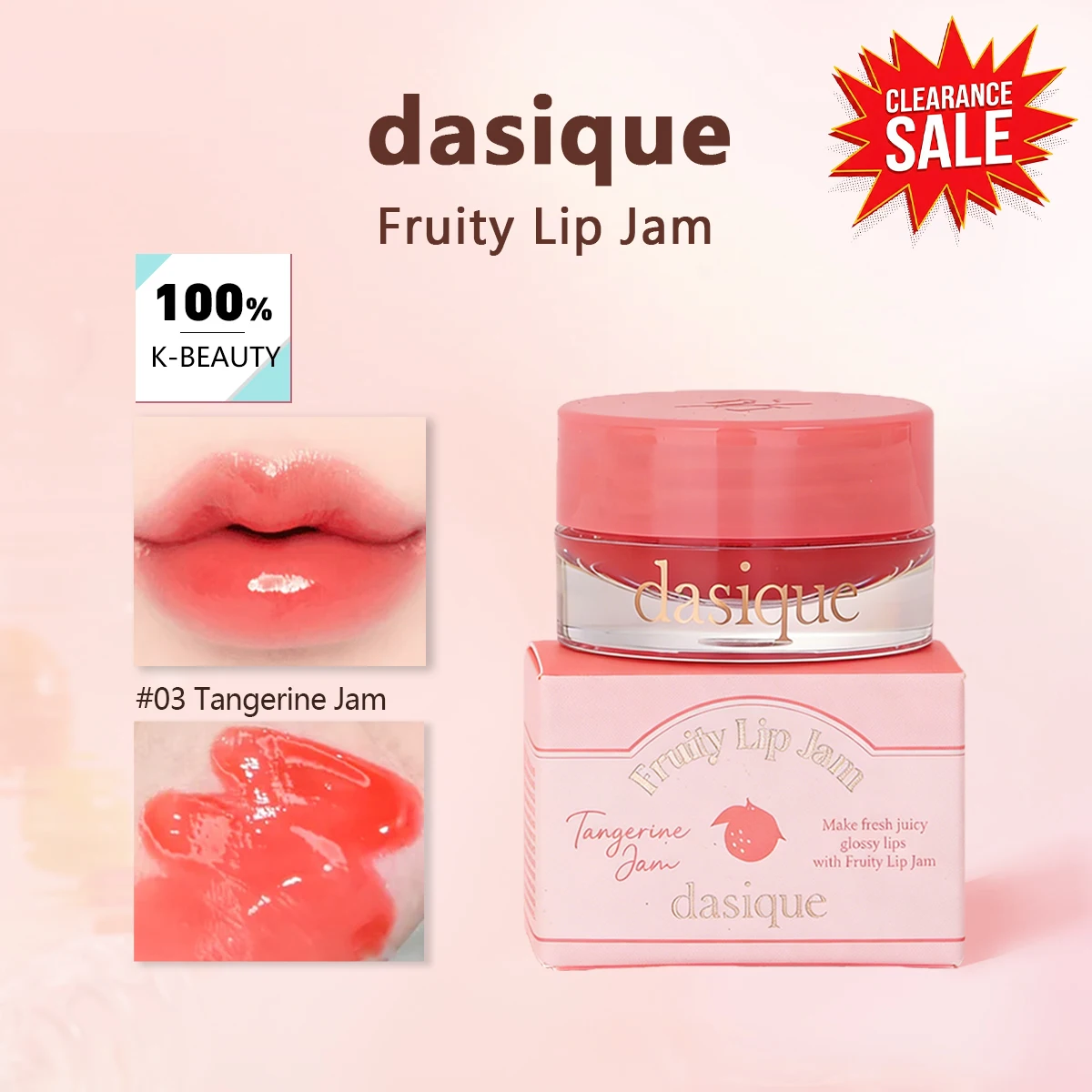 

[Распродажа] Dasique Fruity Lip Jam 03 Tangerine Jam, смягчающий и увлажняющий, люксовая косметика, корейская косметика, K-Beauty, корейский макияж