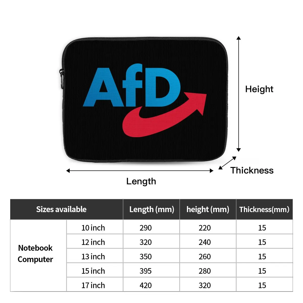 Germany AFD Alternative  Notebook Laptop Bag Case Pouch 10 12 13 15 17 Inch Notebook Sleeve Cover Bag Tablet Shockproof Case Bag