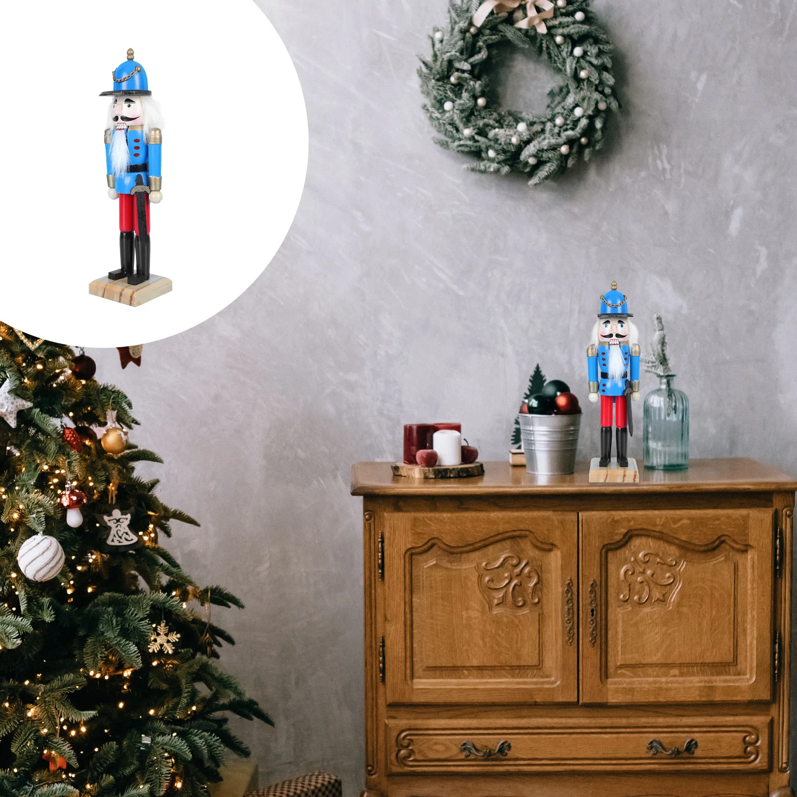 

1Pcs Chic Nutcracker Decor Wooden Walnut Soldier High-Quality Christmas Desktop Adorn Walnut Soldier Wooden Adornment