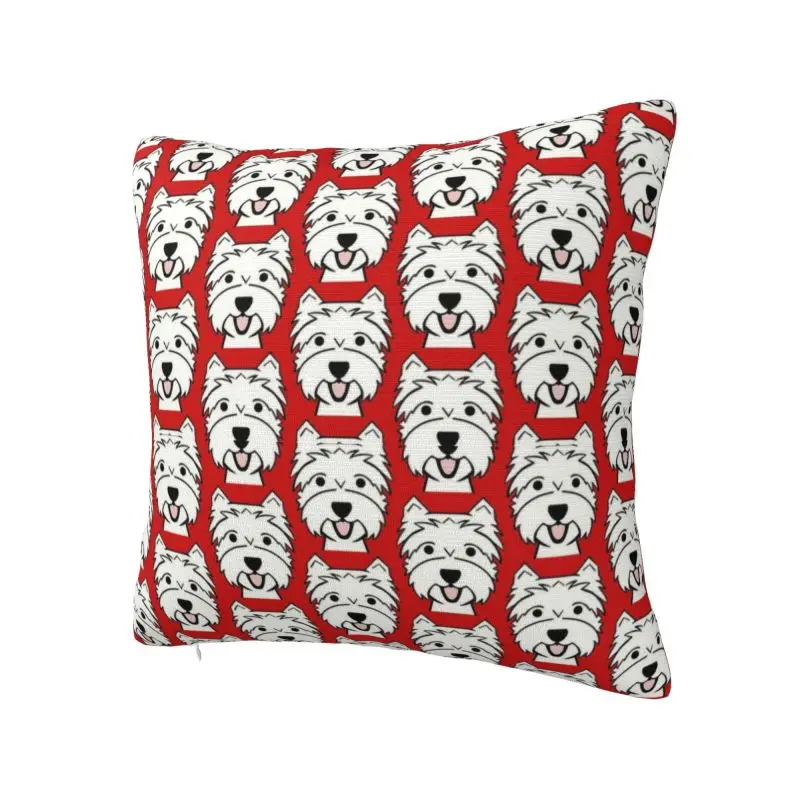 Modern Cute West Highland Terrier Puppy Cushion Cover for Sofa Velvet Westie Dog Throw Pillow Case Home Decorative