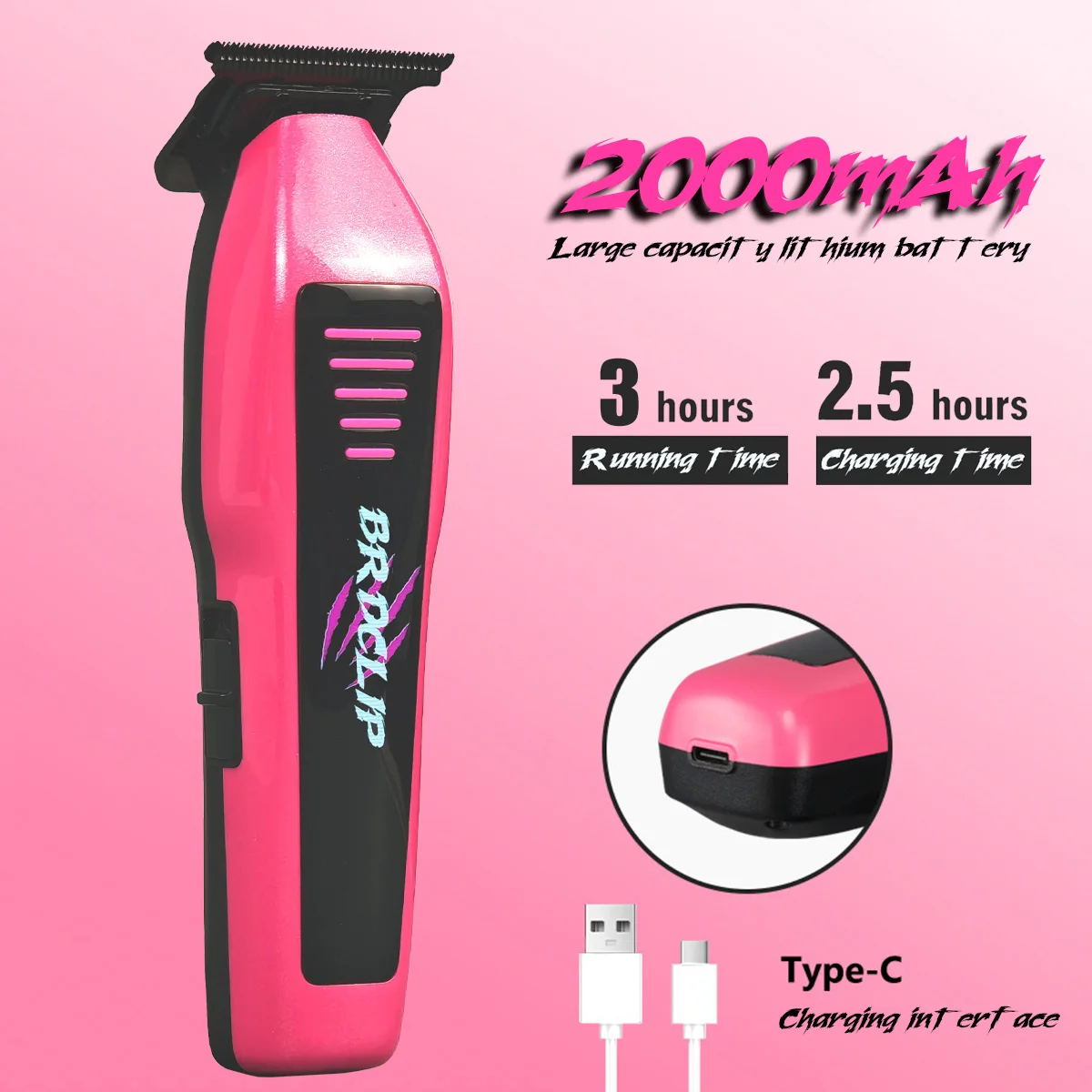 HJP D10 7000rpm 1800mAh Professional Men's Hair Trimmer 0 Distance DLC Blade High Speed Low Noise Hair Clipper for Barber