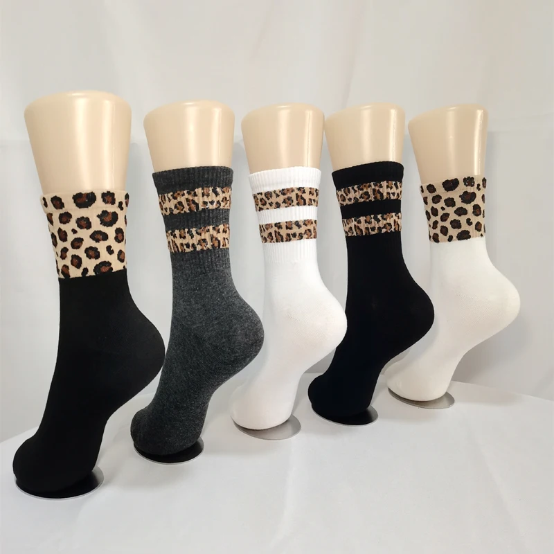 Spotted Leopard Print Women Socks Japanese Style Autuma Spring  Summer Fashion Novelty Animal Pattern  Mid-Tube  Socks For Girls