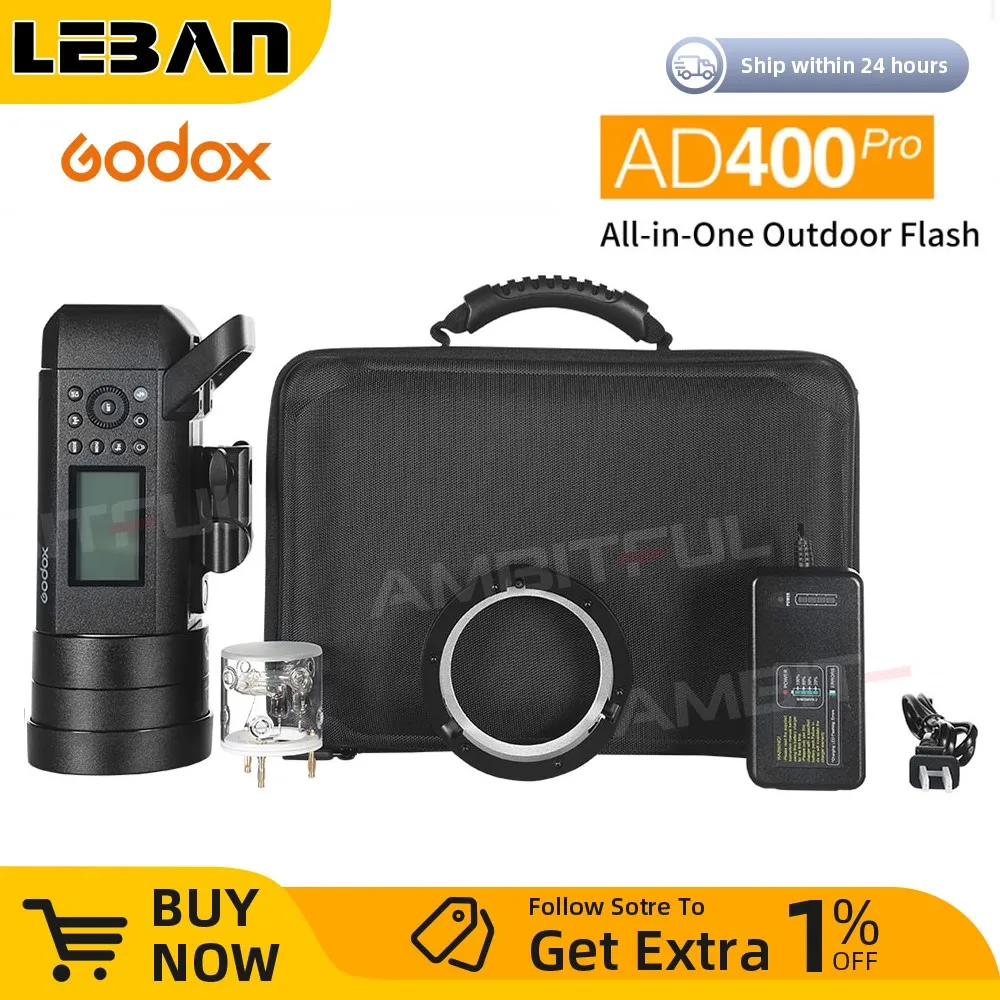 Godox AD400 Pro WITSTRO All-in-One Outdoor Flash AD400Pro Li-on Battery TTL HSS with Built-in 2.4G Wireless X System