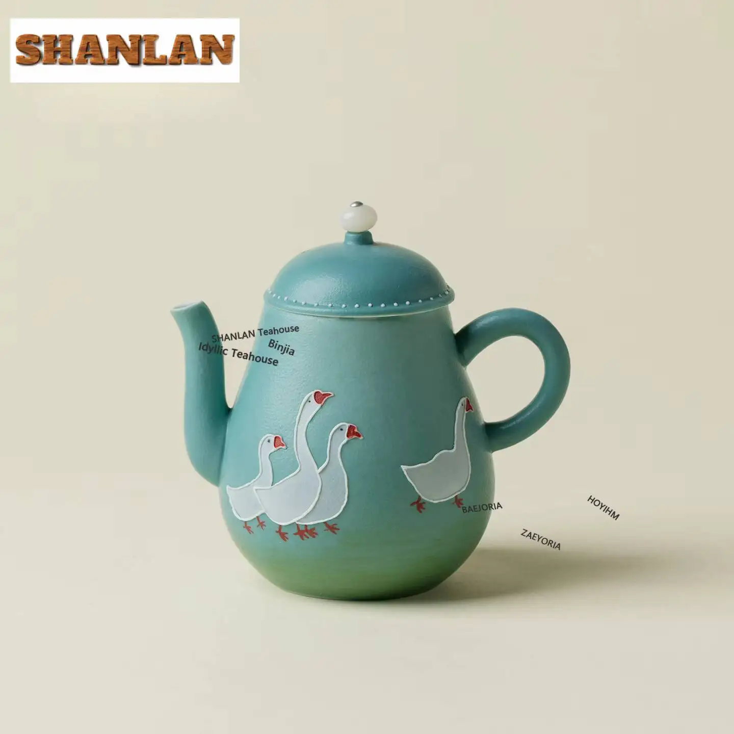 130ml Hand Painted White Goose Teapot Handmade Tea Infuser Pot Tea Making Kettle With Filter Dahongpao Drinkware Supplies Craft