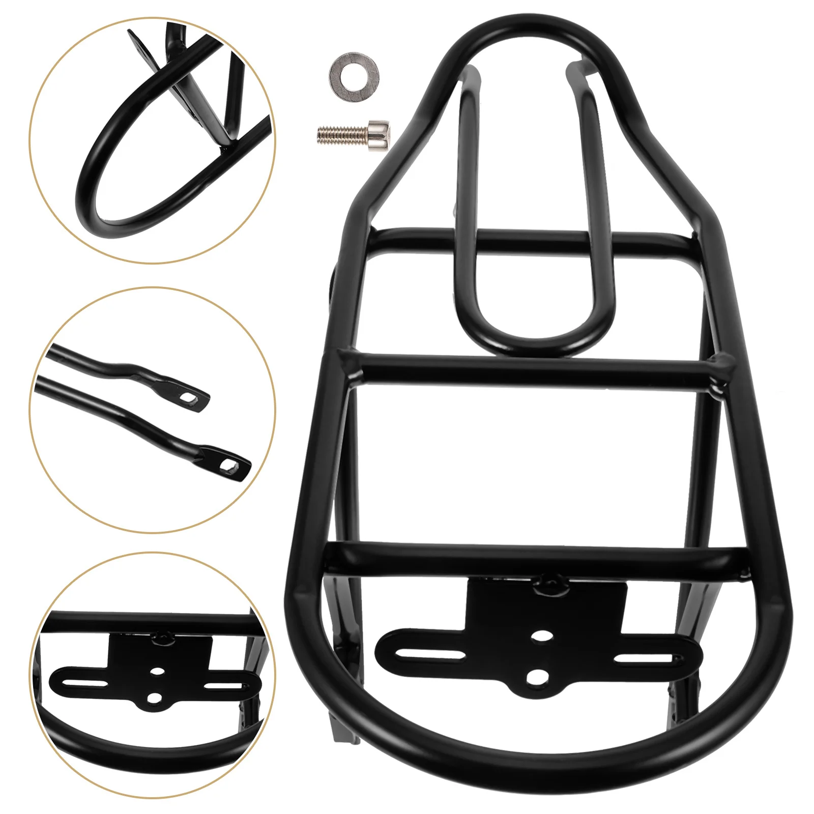 

Black Bicycle Rear Seat Rack Durable Metal Stable Backrest Holder for and Storage Rear Bike Rack Safe Bike Pad