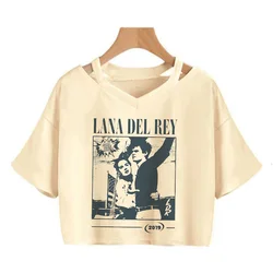 90s Y2k Funny Streetwear Crop Top Lana Del Rey Ldr Sailing T Shirt  Cropped Women Vintage T-Shirt Female Tshirt