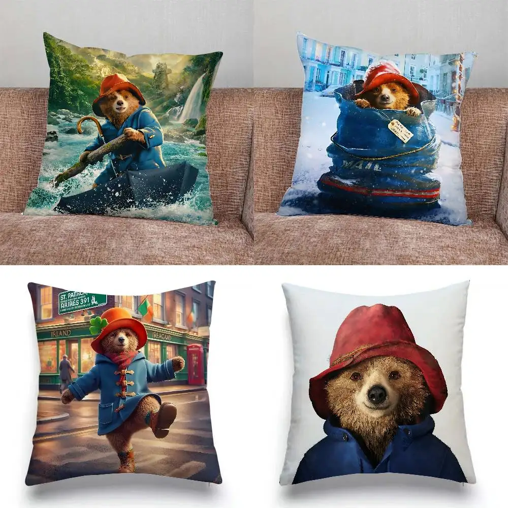 

Cute P-Paddington Bear-S Pillow Case Throw Pillow Cover Nordic Vintage Style Cushion Covers Home Living Room Sofa Couch Seat De