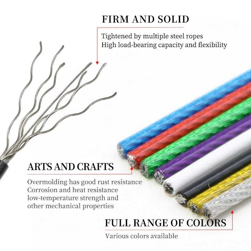 Picture 4: 4PCS Adjustable 2mm Multi-Color PVC Stainless Steel Wire Rope Cable Fastener Kit For Hanging Pictures Bonsai Swings Cameras