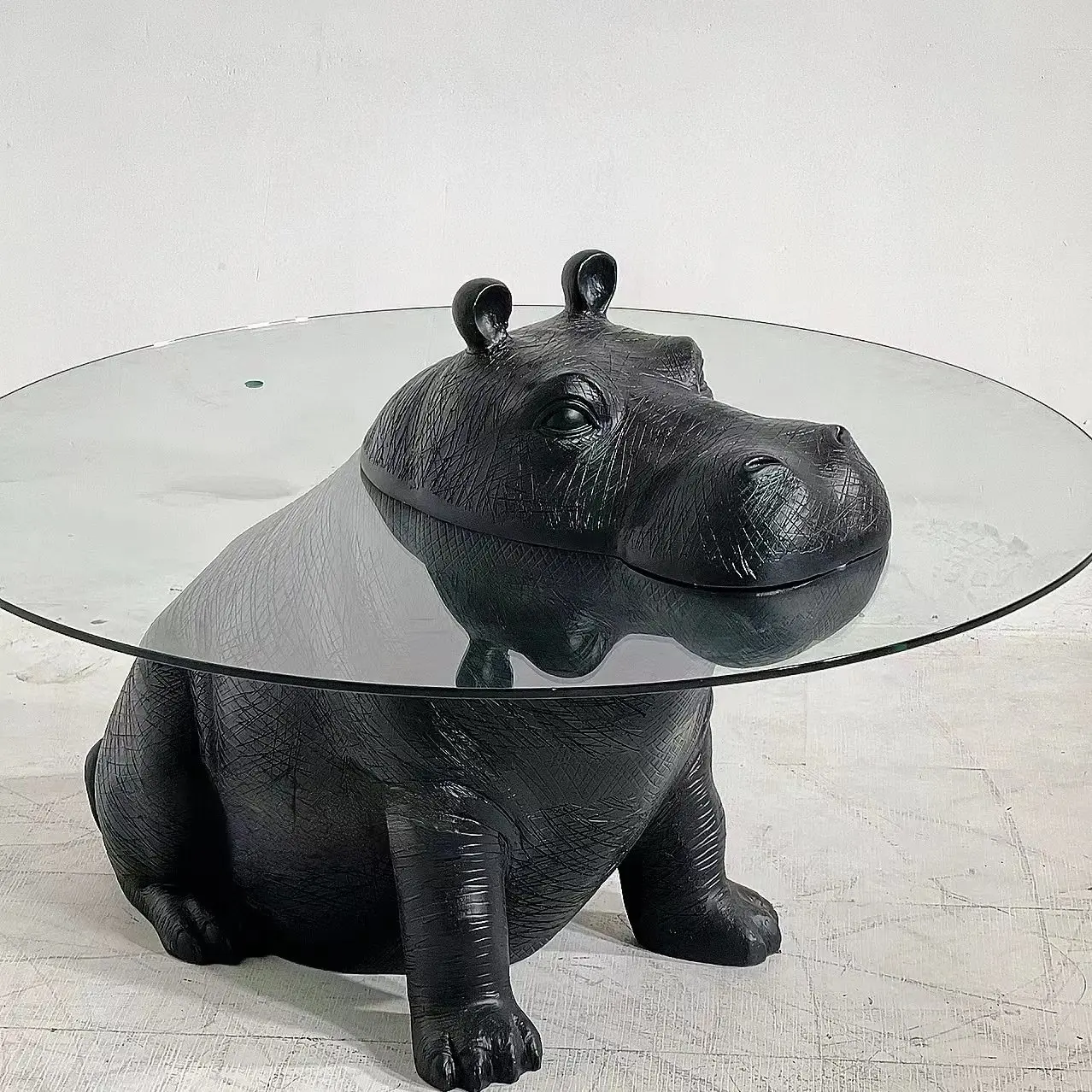 

Hippo coffee table tempered glass round personalized Italian high-end minimalist creation